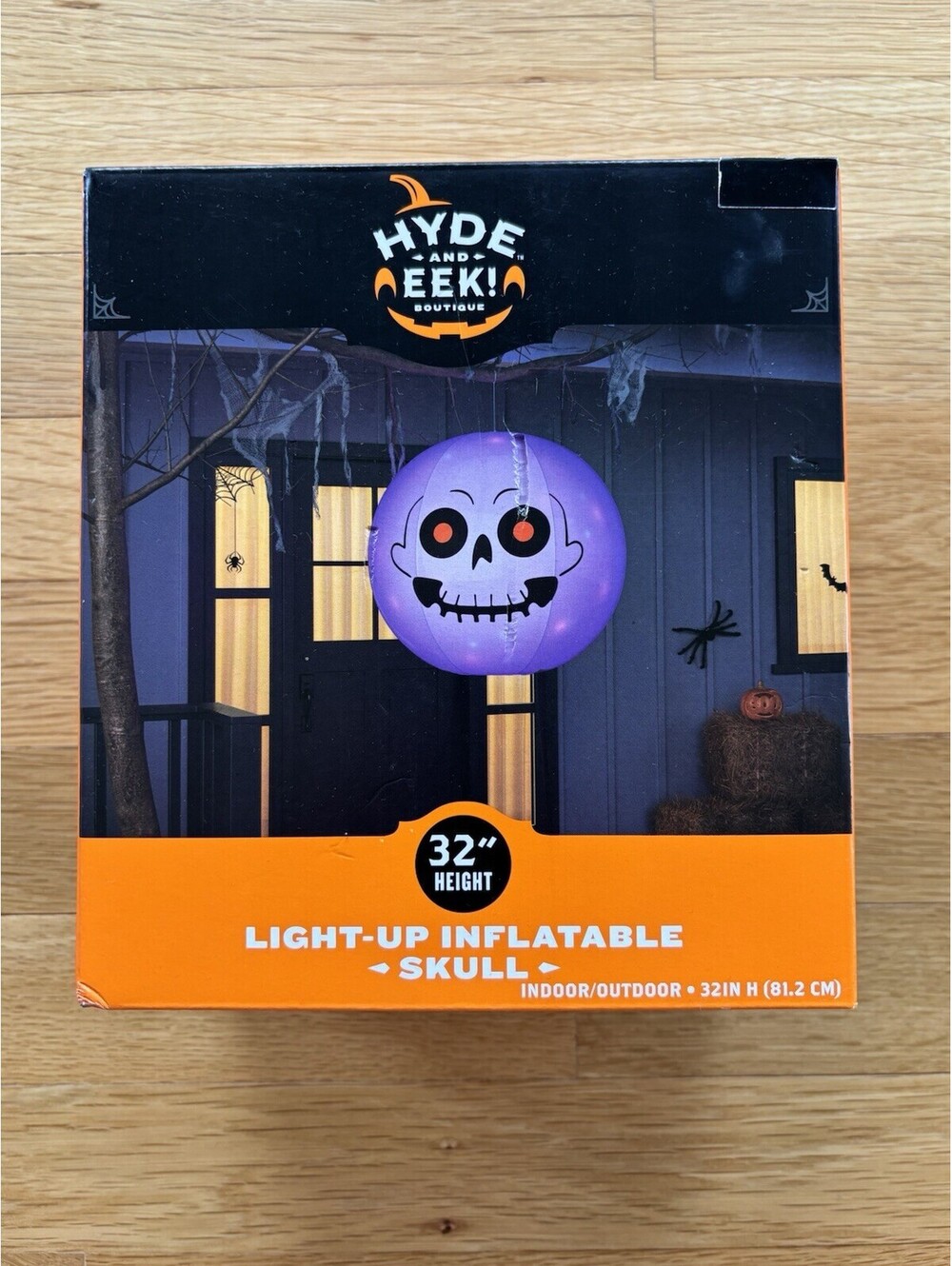 Hyde & EEK 32” Light-Up Inflatable Skull Purple Halloween Indoor Outdoor